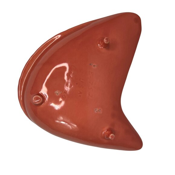 Vintage Mid-Century Modern Ceramic Atomic Boomerang Ashtray Dish Coral with Gold - Picture 6 of 11